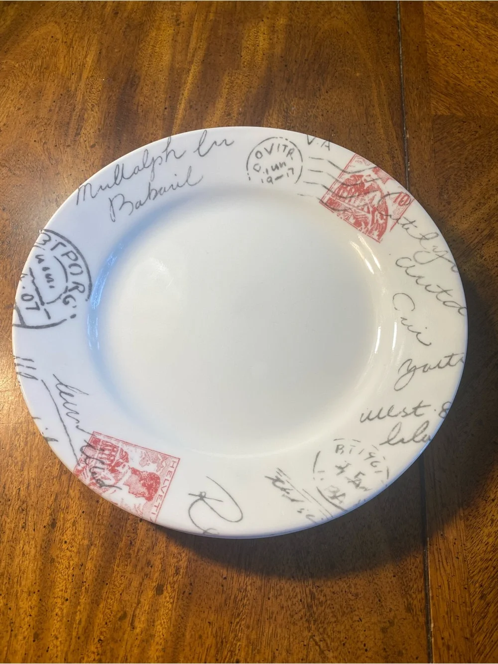 Corelle Sincerely Yours Postage Stamp 8.5”Salad Plates  - Set of 4